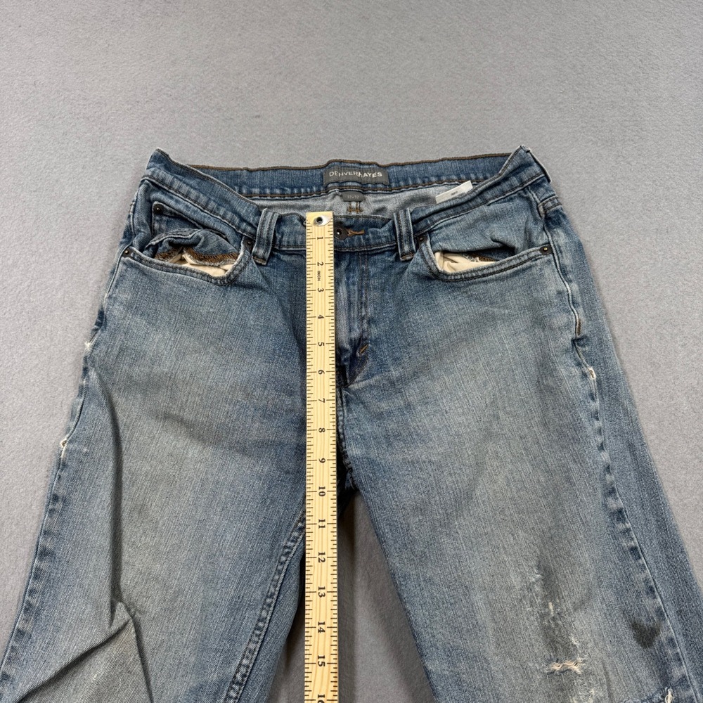 Denver Hayes Jeans Men's 32x32 Blue Light Wash Straight Leg Distressed Grunge - Picture 5 of 7